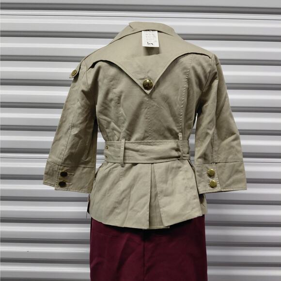 Blanc Noir Womens Cropped Linen Safari Trench Coat Size Small Beige Jacket NWT - Picture 2 of 11